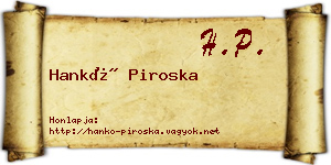 Hankó Piroska névjegykártya